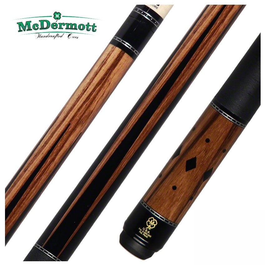 McDermott Zebrawood Forearm with Black Urethane Points Pool Cue - H750
