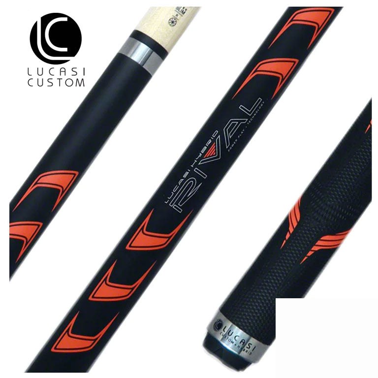 Lucasi Rival Black/Metallic Orange Pool Cue - LHRV25