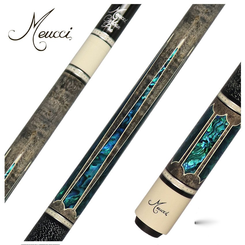 Meucci 2020 Gray - Blue Pearl - Black/White Wrap Pool Cue with Carbon Shaft - 2020GYBLBKWHC