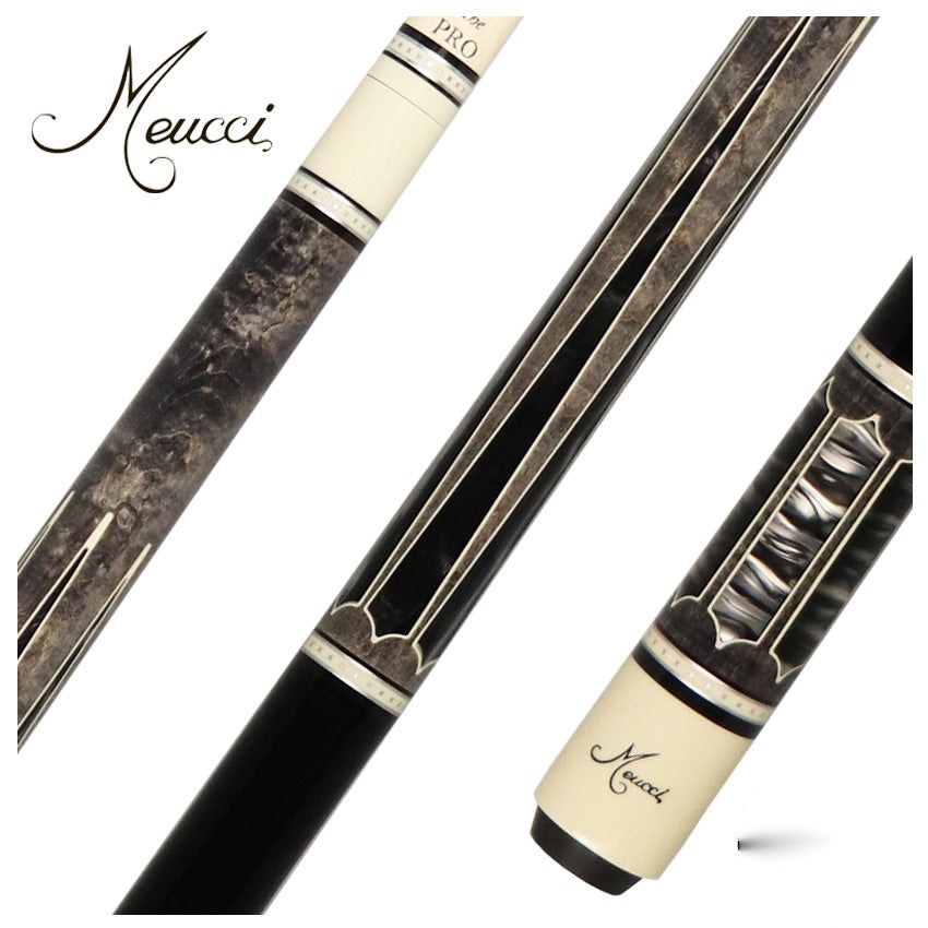 Meucci 2020 Gray with Black Pearl and Black Wrap Pool Cue with Pro Shaft -2020GYBKBKP