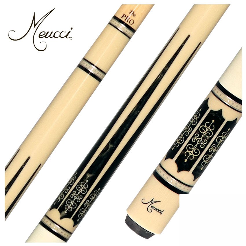 Meucci 21st Century 3 White - Black Pearl - White Wrap Pool Cue with Pro Shaft - 2103WHBKWHP