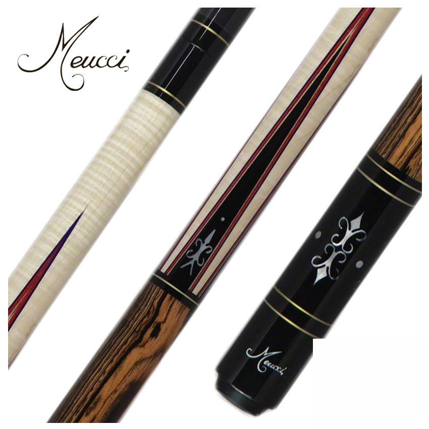 Meucci All Natural Wood Series Birdseye Maple and Bocote Wrapless Pool Cue with Carbon Shaft - ANW3C