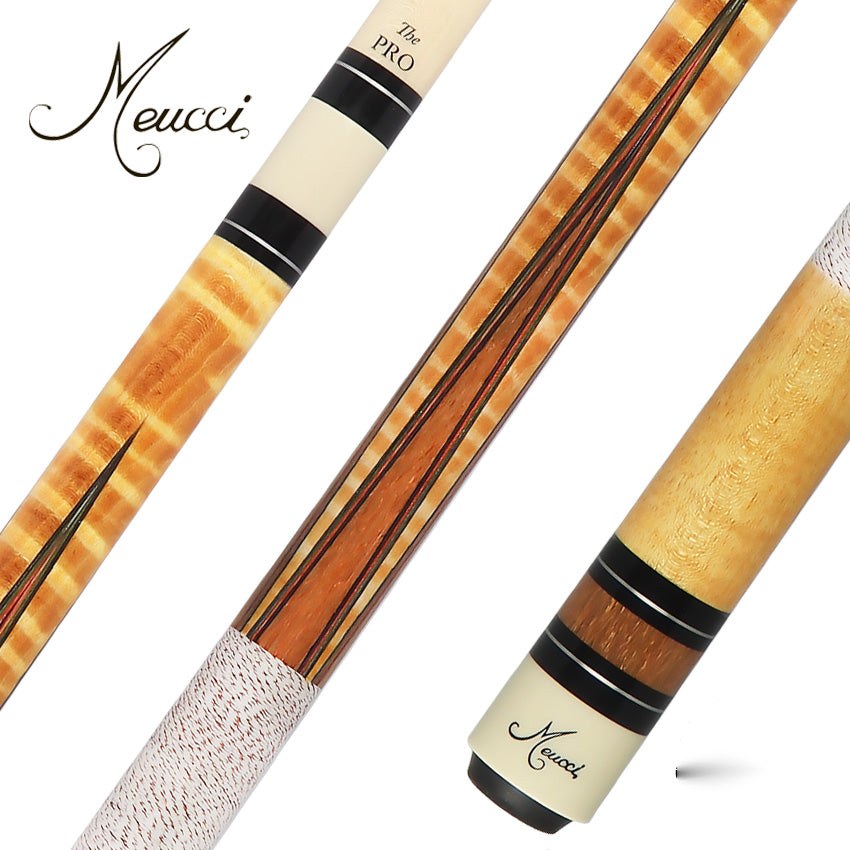 Meucci ECHO-1 Curly Maple with Tulipwood Points Pool Cue with Pro Shaft - ECHO-1