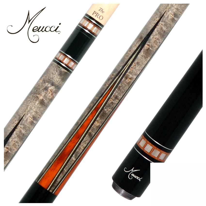 Meucci Freshman 1 Gray-Stained Maple and Cocobolo Points Pool Cue with the Pro shaft