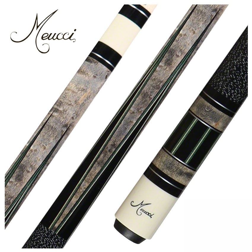 Meucci Gray Stained Maple with Black Points Pool Cue with Pro Shaft - JS1PRO