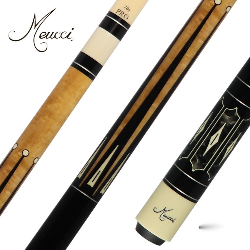 Meucci Starlight 1 Maple with Black Points Pool Cue with Pro Shaft - SL-1