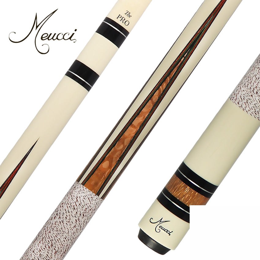 Meucci Ultra Piston 1 Imitation Ivory and Tulipwood Points Pool Cue with Pro Shaft - UP-1