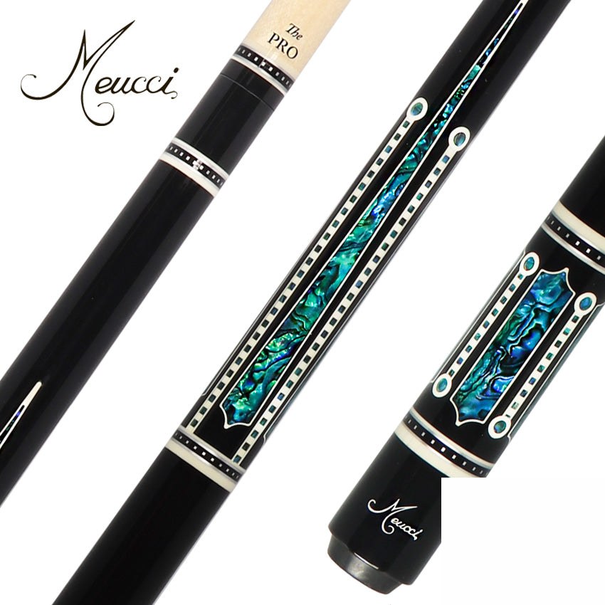 Meucci Ultra Piston 4 Ebony Stain with Abalone Points Pool Cue with Pro Shaft - UP-4M