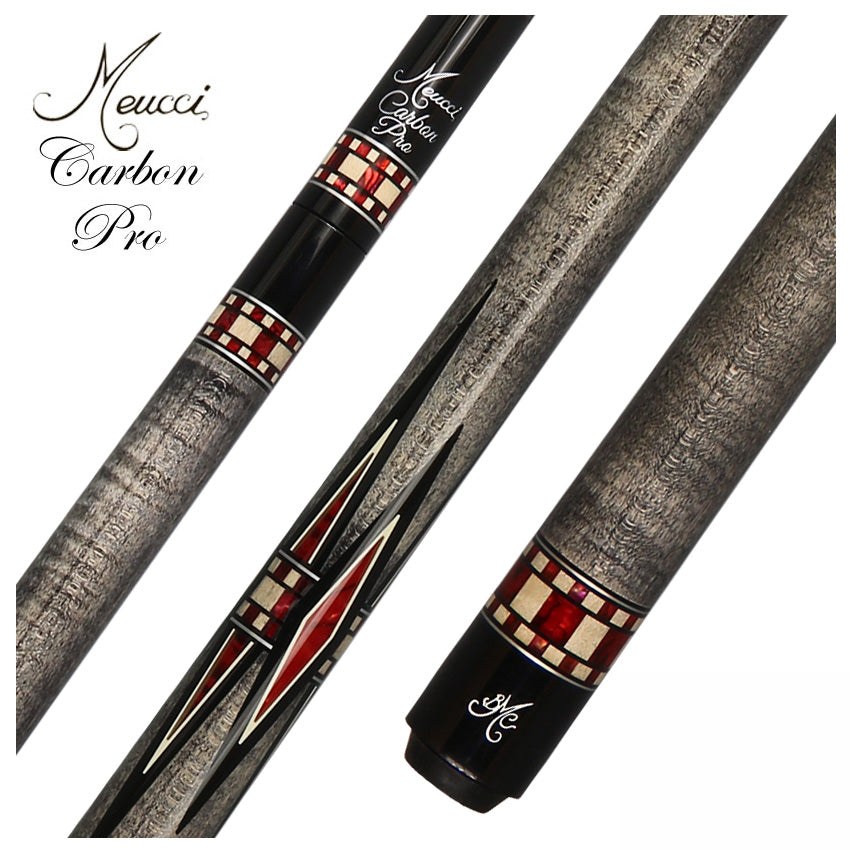Meucci BMC Mini Diamond Grey with Red Diamonds Pool Cue with Carbon Shaft - MINIDGYRDNWC