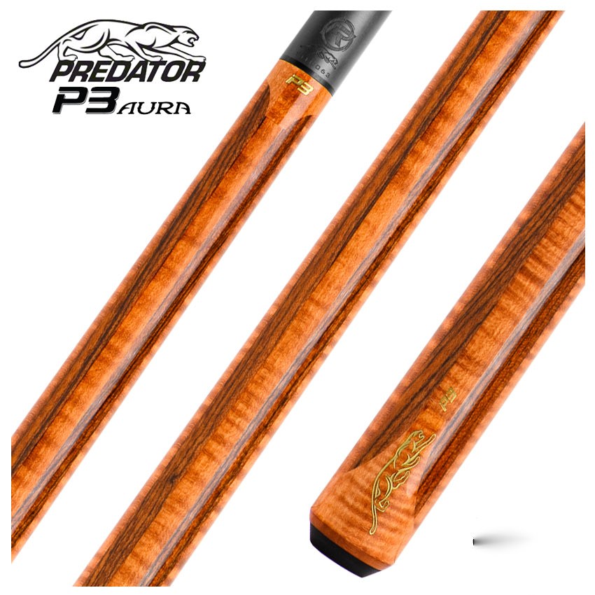 Predator P3 Aura Golden Curly Maple and Bocote No Wrap Pool Cue - Uni-loc