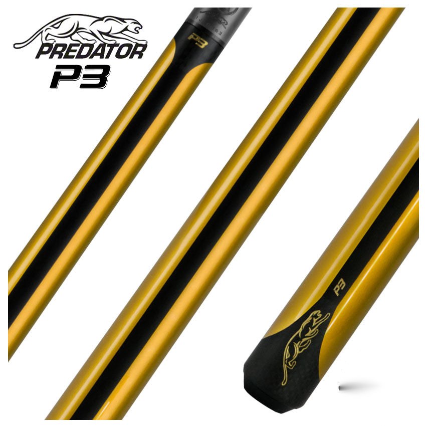 Predator P3 Metallic Gold No Wrap Pool Cue - Uniloc