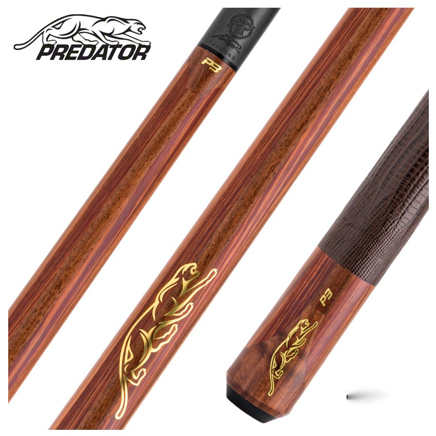 Predator P3 Prowler Rosewood with Rengas Stripes Pool Cue with Brown Lizard Grain Leather Wrap - Uniloc
