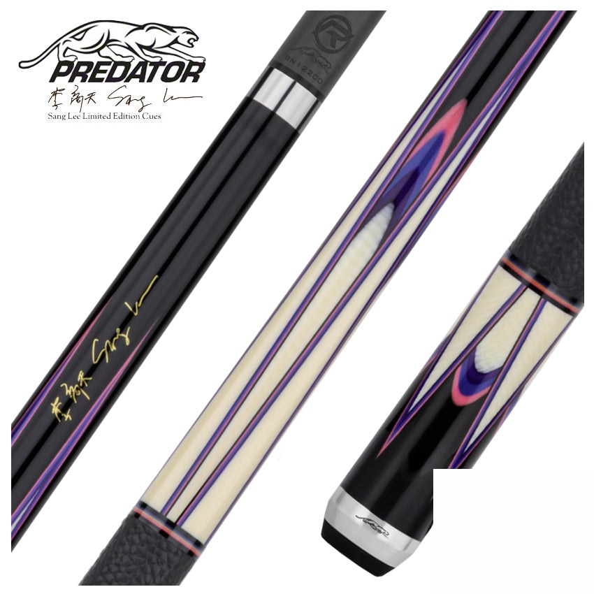 Predator Sang Lee 2-1 Black with Pink / Blue / Purple / Ivorine Butterfly Points Limited Edition Pool Cue - Radial