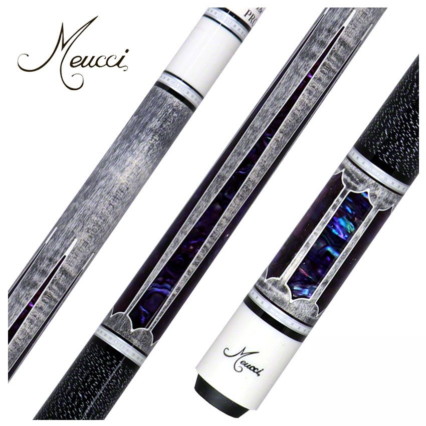 Meucci 2020 Gray - Purple Pearl - Black/White Wrap Pool Cue with Pro Shaft - 2020GYPUBKWHP